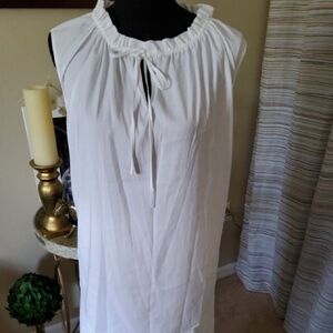 Preston & York Cream Sleeveless Top with Tie Neck